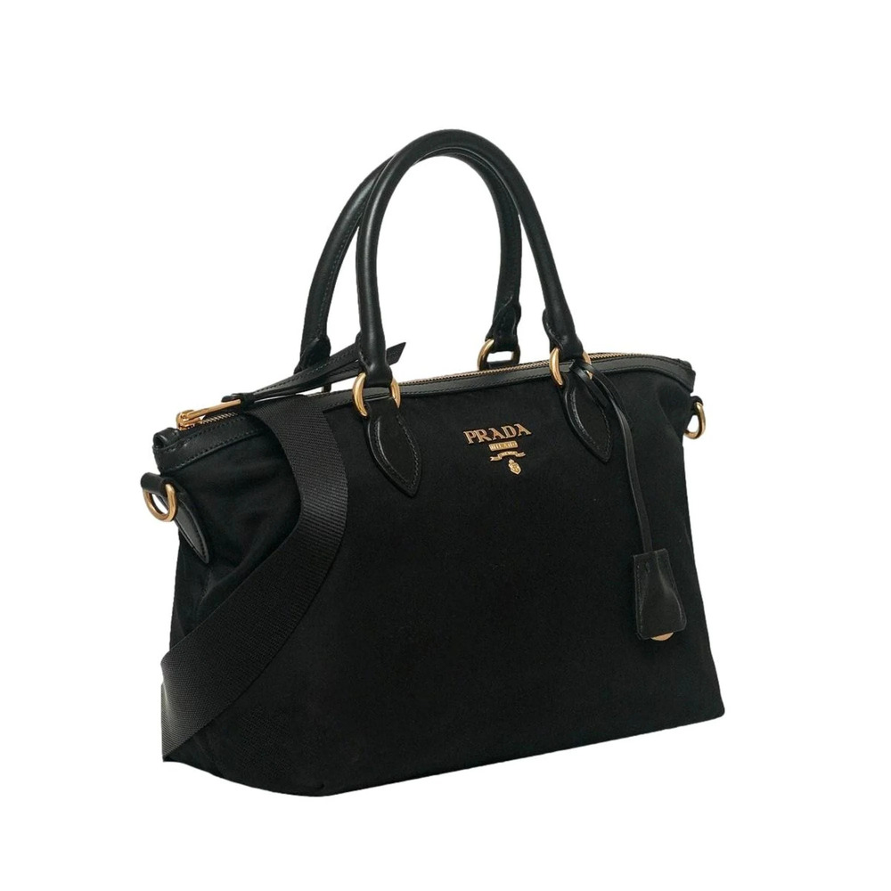 Prada Tessuto Nylon Black Leather Clochette Crossbody Tote - Picture 3 of 11